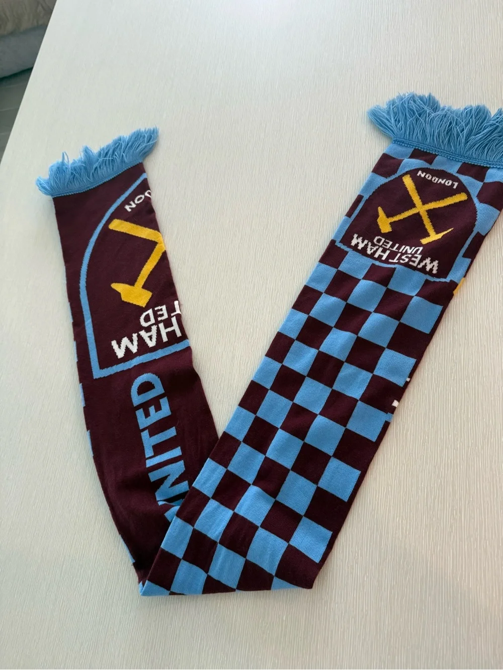 West Ham United Checkered Scarf - Claret & Sky